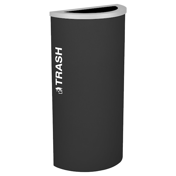 Ex-Cell Kaiser 8-Gal. Half-Round Receptacle - Trash decal, Black RC-KDHR-T BLX - main